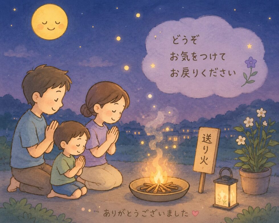 送り火のイラスト